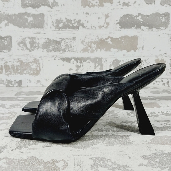 Marc Fisher Shoes - New Marc Fisher LTD Dellian Black Leather Heeled Sandals A212